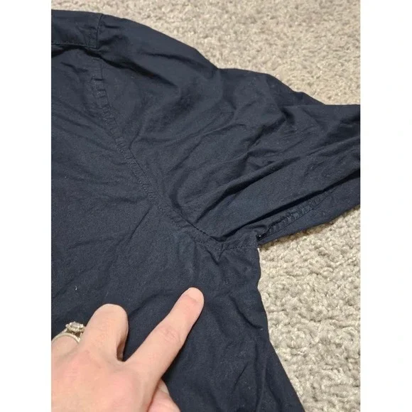 H&M Button Down Shirt Men Medium Black Cotton Basic Long Sleeve Collared - Picture 5 of 9